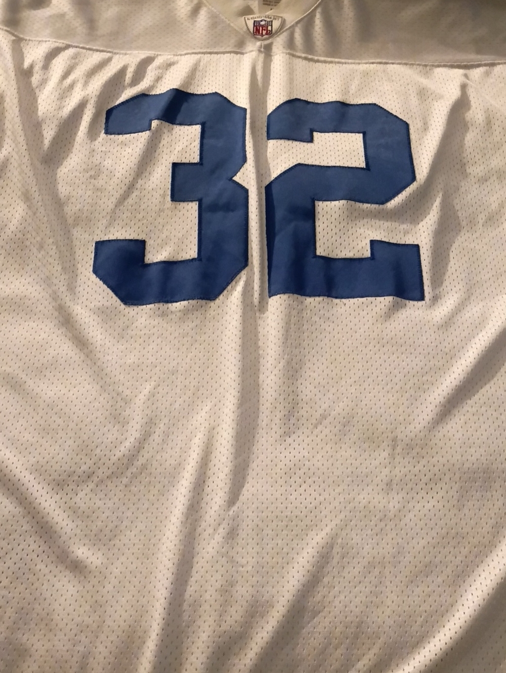 Reebok White Mesh Football Jersey with Blue 32